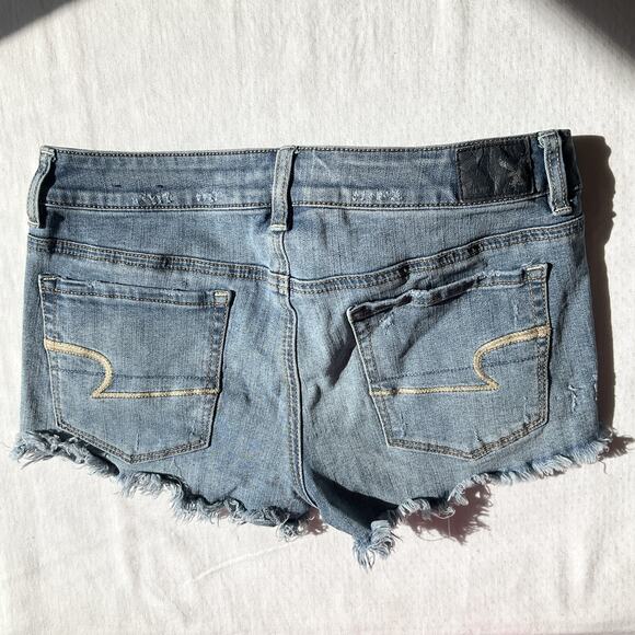 American Eagle Outfitters Women Shorts Size 8 Blue Denim Cutoff Super Stretch - Picture 10 of 10